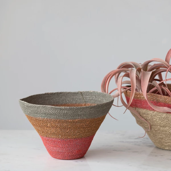 Creative Co Op Hand-Woven Seagrass Nesting Baskets Multi Color Set Of 2