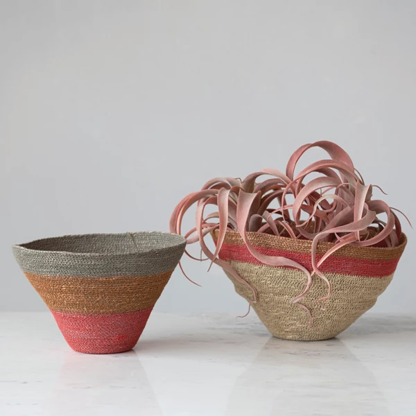 Creative Co Op Hand-Woven Seagrass Nesting Baskets Multi Color Set Of 2