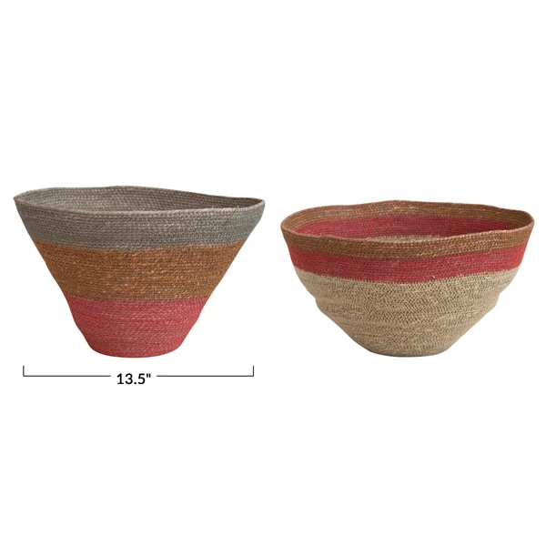 Creative Co Op Hand-Woven Seagrass Nesting Baskets Multi Color Set Of 2