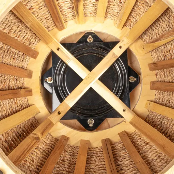 Creative Co Op Hand-Woven Water Hyacinth & Acacia Wood Swivel Chair W/ Cushions