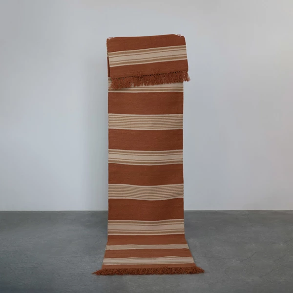 Creative Co Op Hand-Woven Wool & Cotton Kilim Floor Runner & Fringe