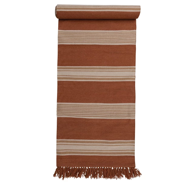 creative co op Hand-Woven Wool & Cotton Kilim Floor Runner & Fringe