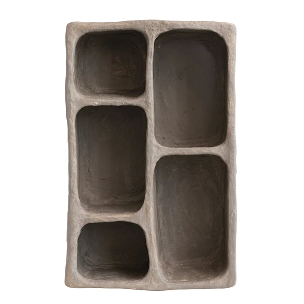 Creative Co Op Handmade Paper Mache Organic-Sectioned Shelf Taupe