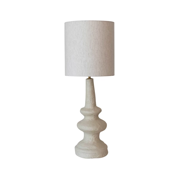 creative co op Handmade Paper Mache Table Lamp w/ Cotton Shade & Swivel Neck (Each One Will Vary)
