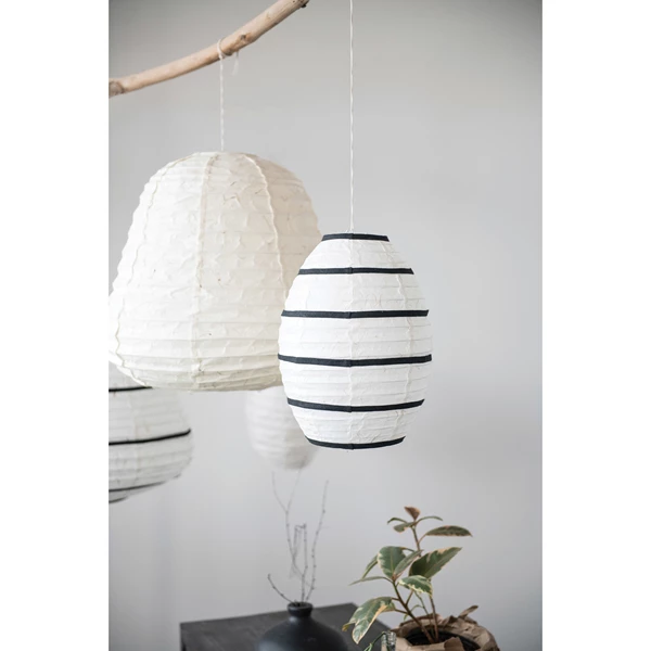 Creative Co Op Handmade Paper Pendant Lamp With Fabric Stripes