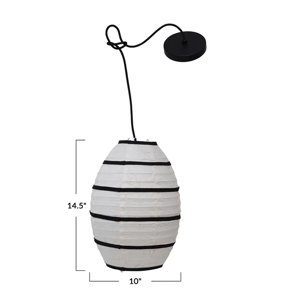 Creative Co Op Handmade Paper Pendant Lamp With Fabric Stripes