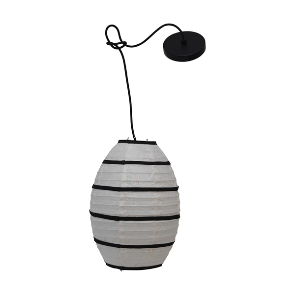 creative co op Handmade Paper Pendant Lamp with Fabric Stripes