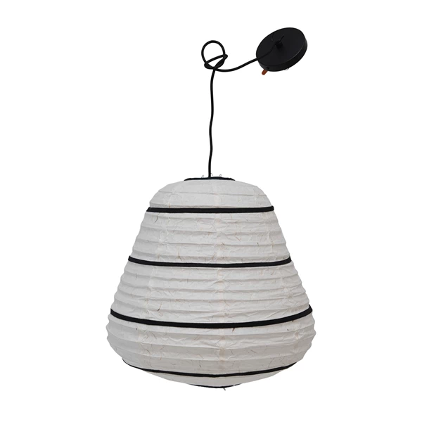 creative co op Handmade Paper Pendant Lamp with Fabric Stripes