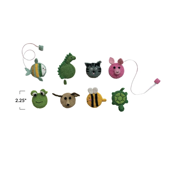 Creative Co Op Handmade Plastic & Embroidered Animal Shaped Tape Measure 8 Styles