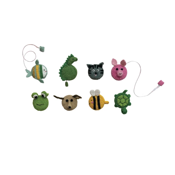creative co op Handmade Plastic & Embroidered Animal Shaped Tape Measure 8 Styles