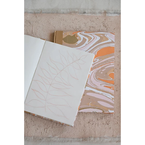 Creative Co Op Handmade Recycled Marbled Paper And Cardboard Hard Cover Notebook