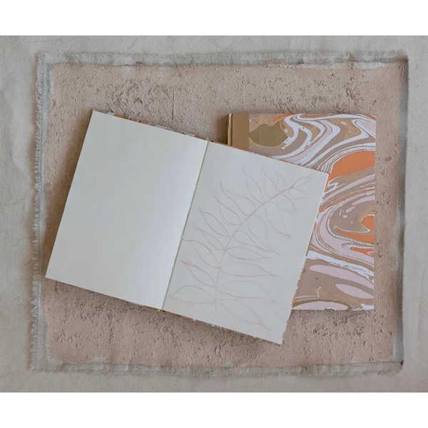 Creative Co Op Handmade Recycled Marbled Paper And Cardboard Hard Cover Notebook