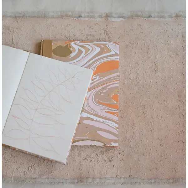 Creative Co Op Handmade Recycled Marbled Paper And Cardboard Hard Cover Notebook