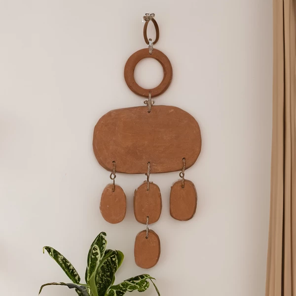 Creative Co Op Handmade Terra-cotta Wall Hanging W/ Jute Hanger Natural