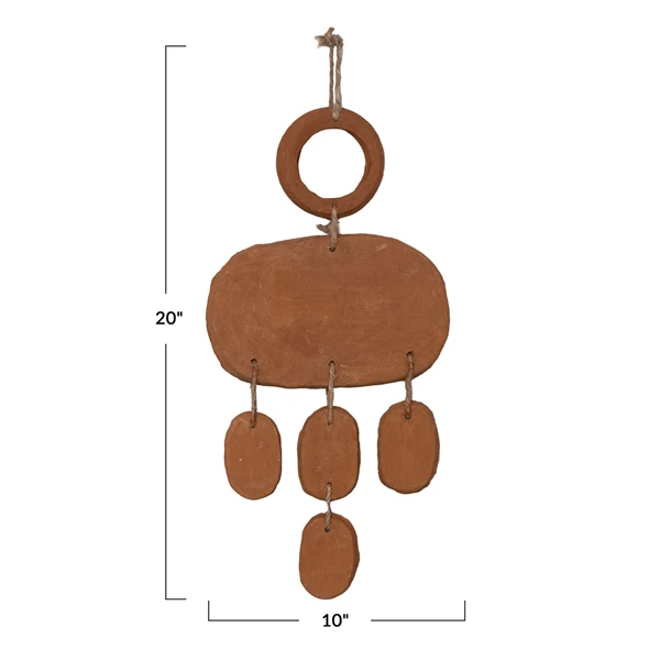Creative Co Op Handmade Terra-cotta Wall Hanging W/ Jute Hanger Natural