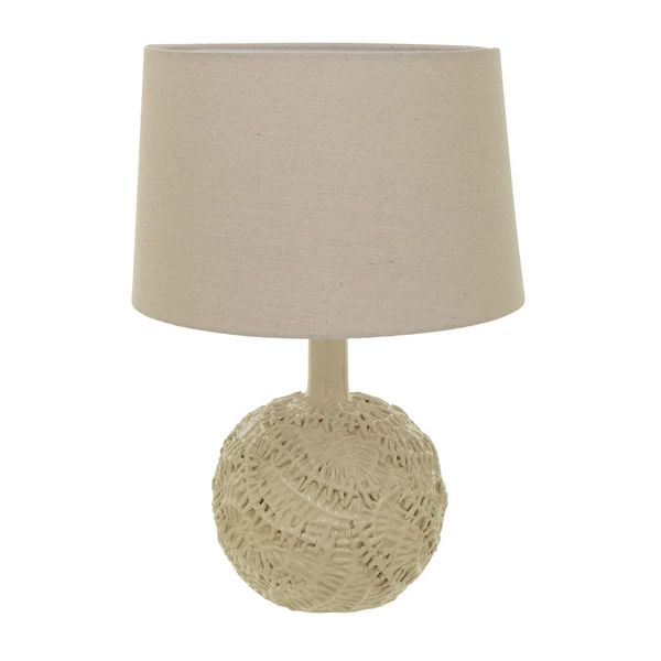 creative co op Handmade Textured Stoneware Table Lamp w/ Fabric Shade (Each One Will Vary)