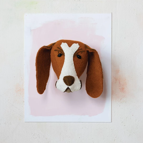 Creative Co Op Handmade Wool Felt Dog Head Wall Décor