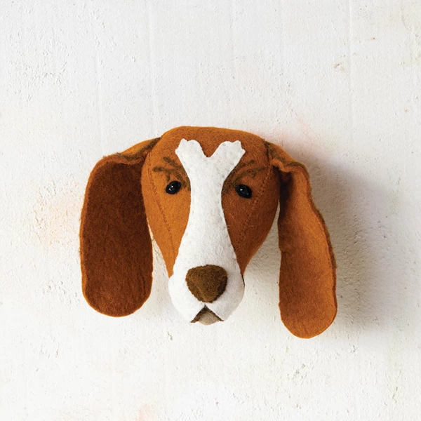 Creative Co Op Handmade Wool Felt Dog Head Wall Décor