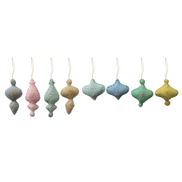 Creative Co Op Handmade Wool Felt Ornament W/ Embroidery Sequins & Beads 8 Styles
