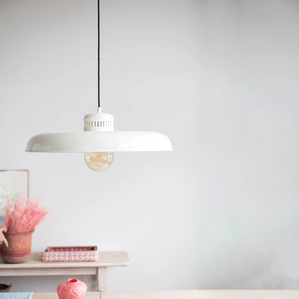 Creative Co Op Hanging Metal Vintage Reproduction Pendant Lamp 6' Fabric Cord