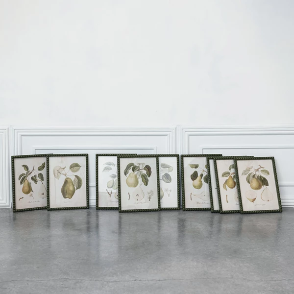 Creative Co Op Hobnail Wood Framed Wall Décor W/ Vintage Reproduction Print 9 Styles