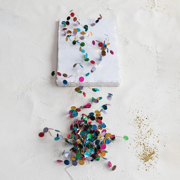 Creative Co Op Holographic Confetti Garland With 20 LED Lights