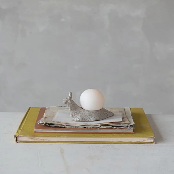 Creative Co Op LED Orb Light With Snail Shaped Holder Set Of 2 (Each Will Vary)