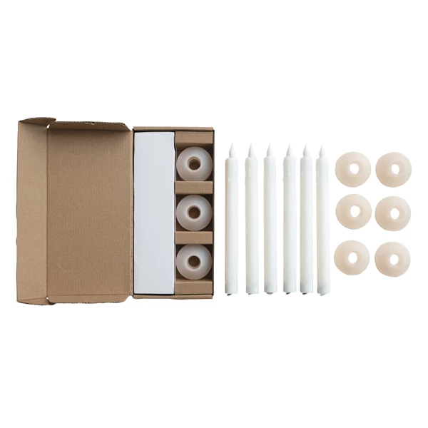 creative co op LED Taper Candles w/ Holder in Box Set of 6 (Batteries Included)