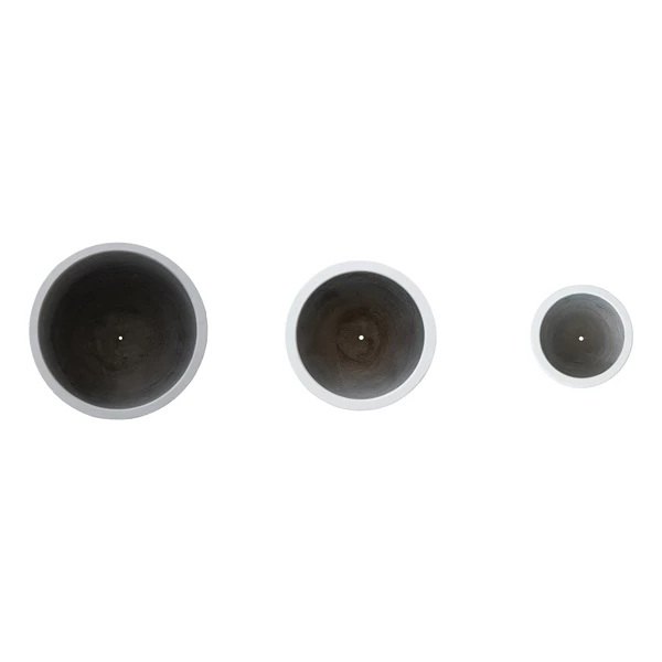 Creative Co Op Lightweight Eco Stone Indoor/Outdoor Grooved Planters White Set Of 3