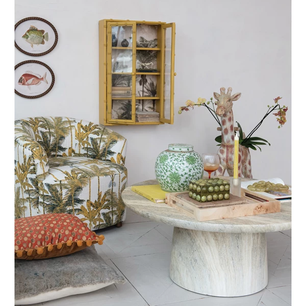 Creative Co Op Lightweight Eco Stone Indoor/Outdoor Table Travertine Finish