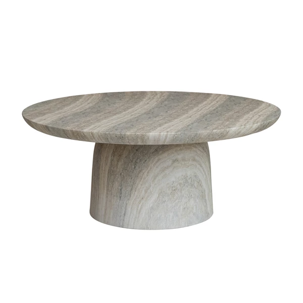 creative co op Lightweight Eco Stone Indoor/Outdoor Table Travertine Finish