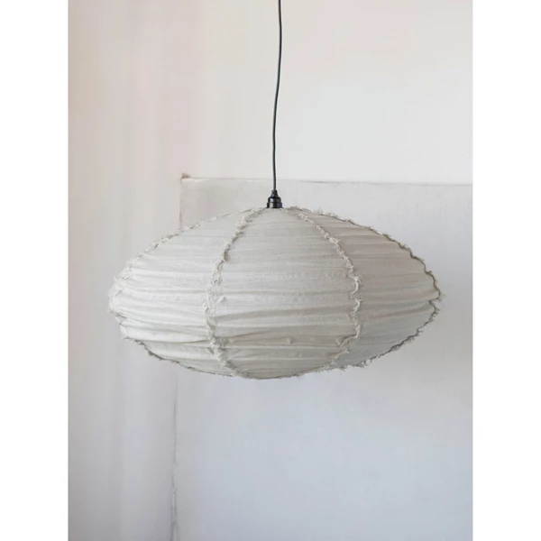 Creative Co Op Linen And Cotton Pendant Lamp With Frayed Edges