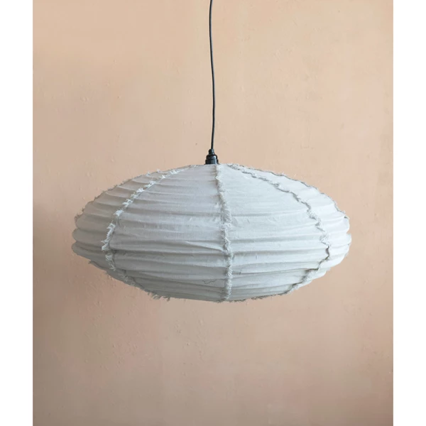 Creative Co Op Linen And Cotton Pendant Lamp With Frayed Edges