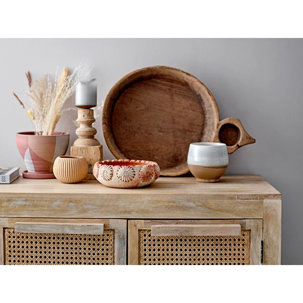 Creative Co Op Mango Wood And Cane Sideboard With Shelf