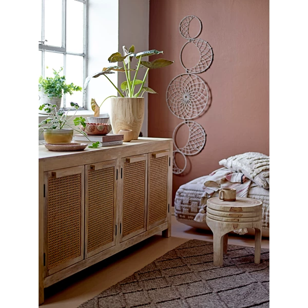 Creative Co Op Mango Wood And Cane Sideboard With Shelf