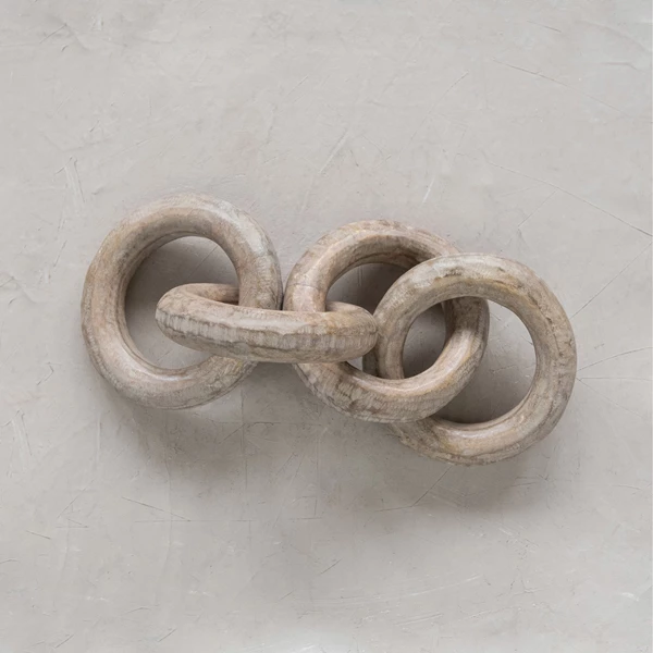 Creative Co Op Mango Wood Chain Décor With 4 Ring Shaped Links
