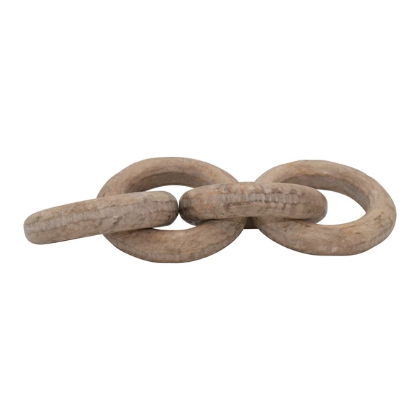 creative co op Mango Wood Chain Décor with 4 Ring Shaped Links