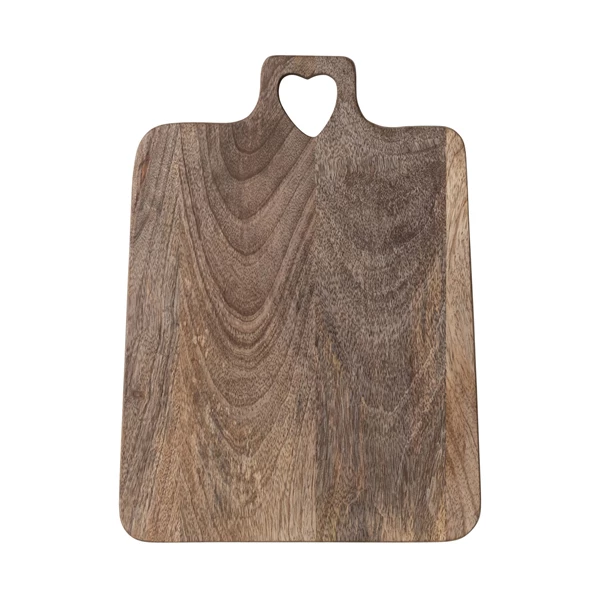 creative co op Mango Wood Cheese/Cutting Board with Heart Cut-Out Handle Natural
