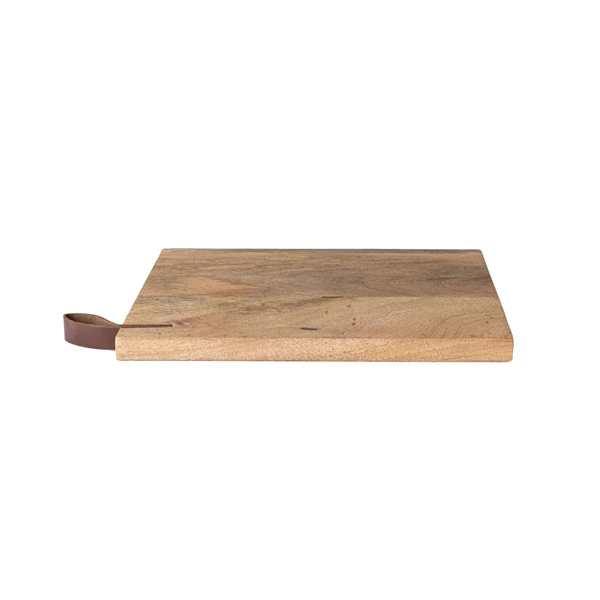 Creative Co Op Mango Wood Cheese/Cutting Board With Leather Handle Natural