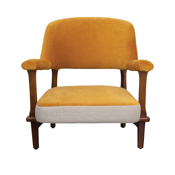 creative co op Mango Wood Cotton Velvet & Linen Upholstered Chair