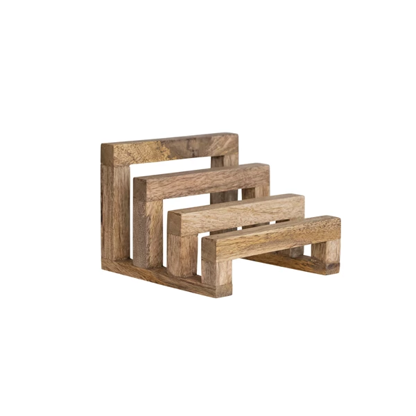 creative co op Mango Wood Stand w/ 3 Sections Natural