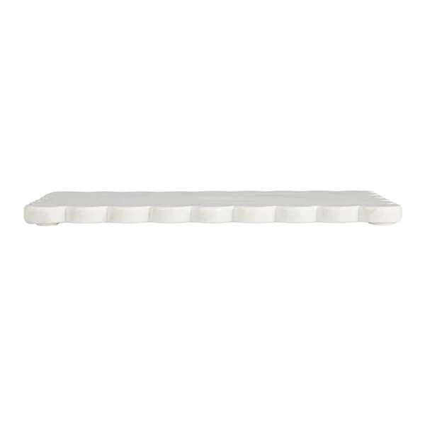 Creative Co Op Marble Cheese/Cutting Board W/ Scalloped Edge White