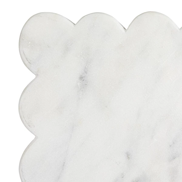 Creative Co Op Marble Cheese/Cutting Board W/ Scalloped Edge White