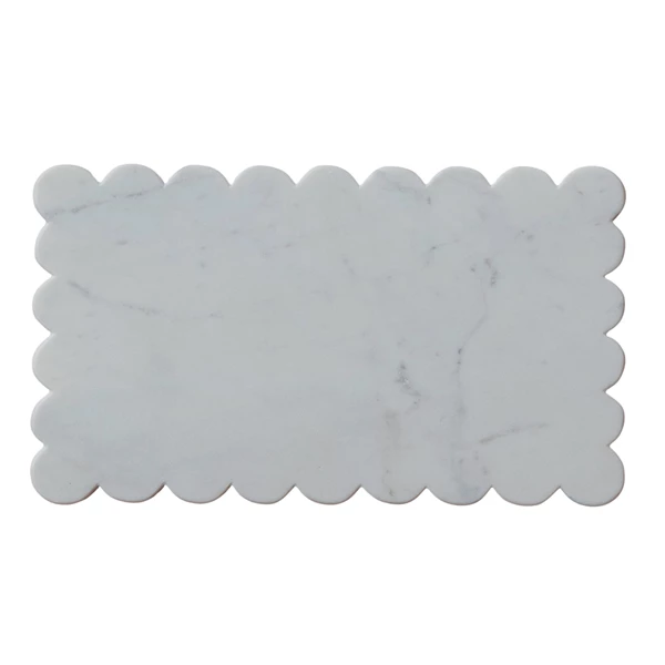 creative co op Marble Cheese/Cutting Board w/ Scalloped Edge White