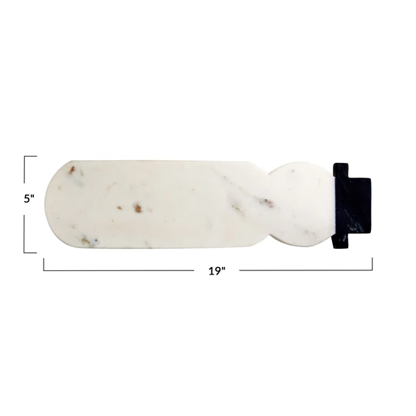 Creative Co Op Marble Snowman Shaped Cheese/Cutting Board White & Black