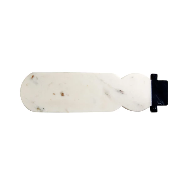 creative co op Marble Snowman Shaped Cheese/Cutting Board White & Black