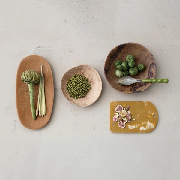 Creative Co Op Marbled Resin Cheese/Serving Board W/ Handle Caramel Color