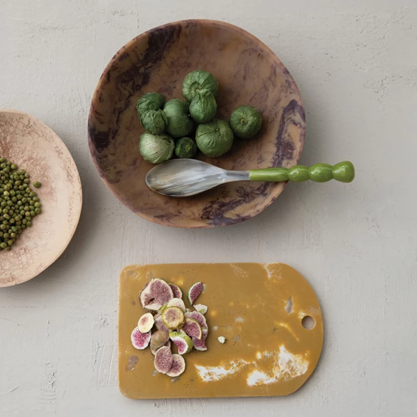 Creative Co Op Marbled Resin Cheese/Serving Board W/ Handle Caramel Color