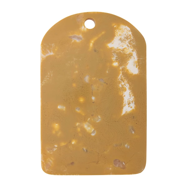 creative co op Marbled Resin Cheese/Serving Board w/ Handle Caramel Color