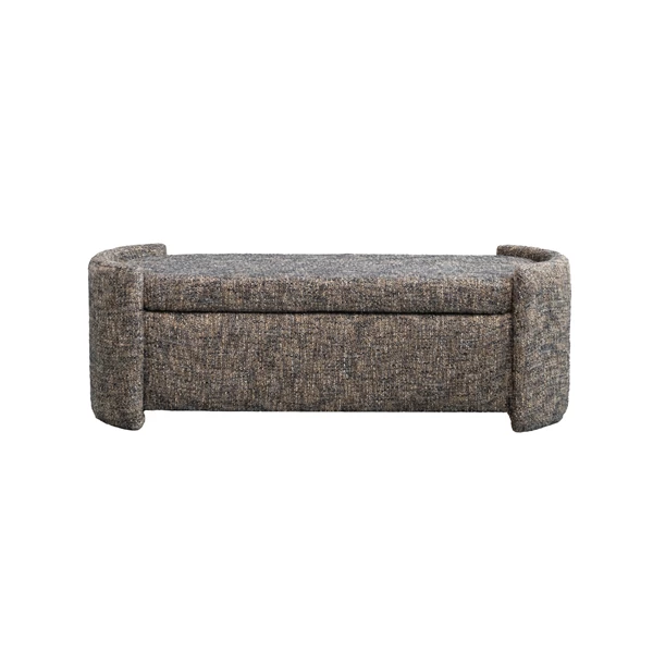 creative co op MDF & Cotton Upholstered Bench with Lined Storage